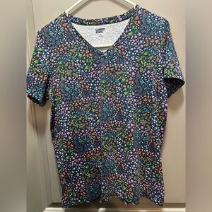 Lands’ End Size S V-Neck Floral Short Sleeve Cotton Tee NWOT